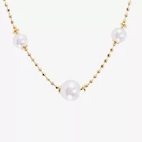 Silver Reflections Womens 14K Gold Over Brass 16 Inch Bead Chain Necklace