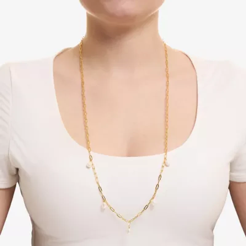 Silver Reflections Womens 14K Gold Over Brass 30 Inch Link Chain Necklace