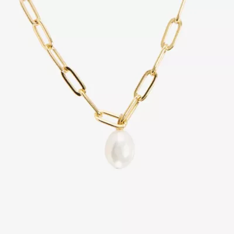 Silver Reflections Womens 14K Gold Over Brass 30 Inch Link Chain Necklace