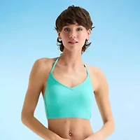 Arizona Womens Adjustable Straps Textured Juniors Bikini Halter Swimsuit Top