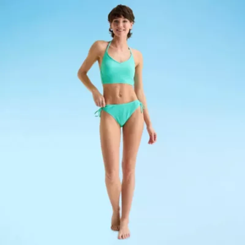 Arizona Womens Adjustable Straps Textured Juniors Bikini Halter Swimsuit Top