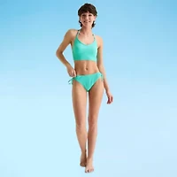 Arizona Womens Adjustable Straps Textured Juniors Bikini Halter Swimsuit Top