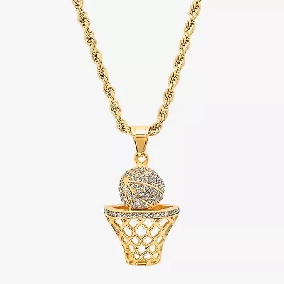 Steeltime Mens 18K Gold Over Stainless Steel 24 Inch Pendant Necklace