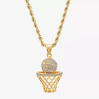 Steeltime Mens 18K Gold Over Stainless Steel 24 Inch Pendant Necklace