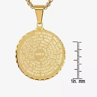 Steeltime Lord's Prayer Mens 18K Gold Over Stainless Steel Round Pendant Necklace