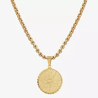 Steeltime Lord's Prayer Mens 18K Gold Over Stainless Steel Round Pendant Necklace