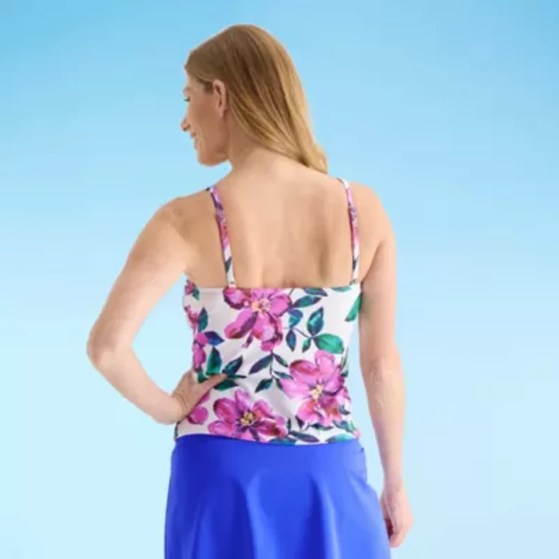 Liz Claiborne Womens Floral Tankini Swimsuit Top