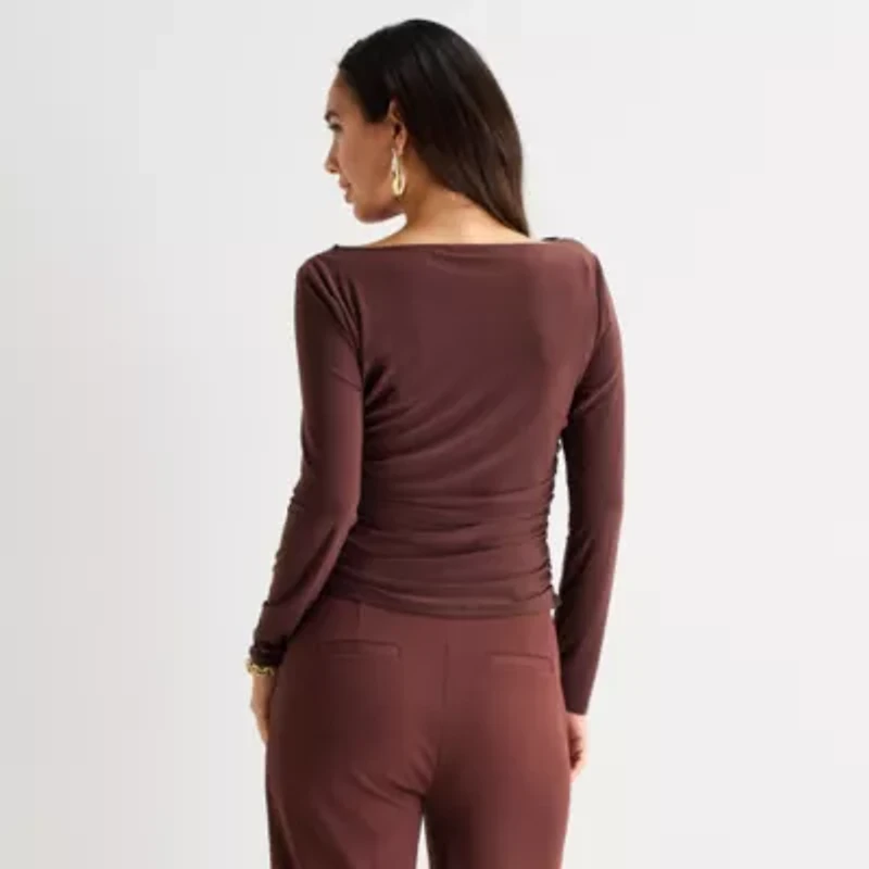 Bold Elements Womens Boat Neck Long Sleeve Blouse