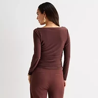 Bold Elements Womens Boat Neck Long Sleeve Blouse