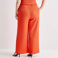 Bold Elements Womens Plus Wide Leg Mid Rise Pull-On Pant