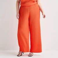 Bold Elements Womens Plus Wide Leg Mid Rise Pull-On Pant