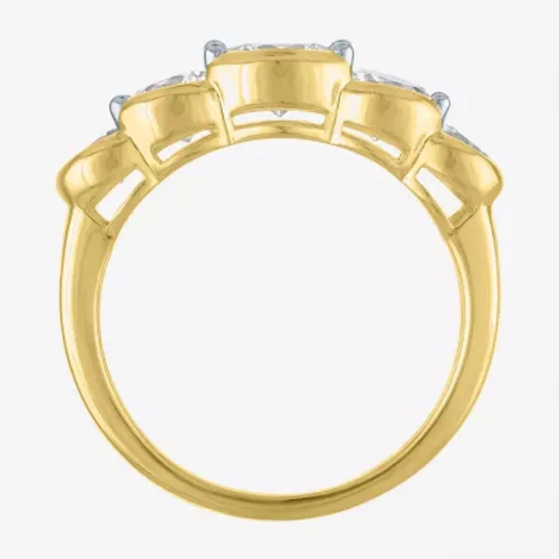 G-H / Si2-I1 Womens 7.5MM 2 CT. T.W. Lab Grown White Diamond 10K Gold 5-Stone Anniversary Band