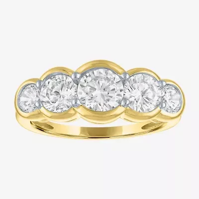 G-H / Si2-I1 Womens 7.5MM 2 CT. T.W. Lab Grown White Diamond 10K Gold 5-Stone Anniversary Band