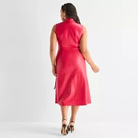 Ashley Graham Faux Leather Wrap Dress
