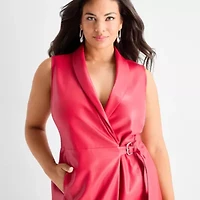 Ashley Graham Faux Leather Wrap Dress