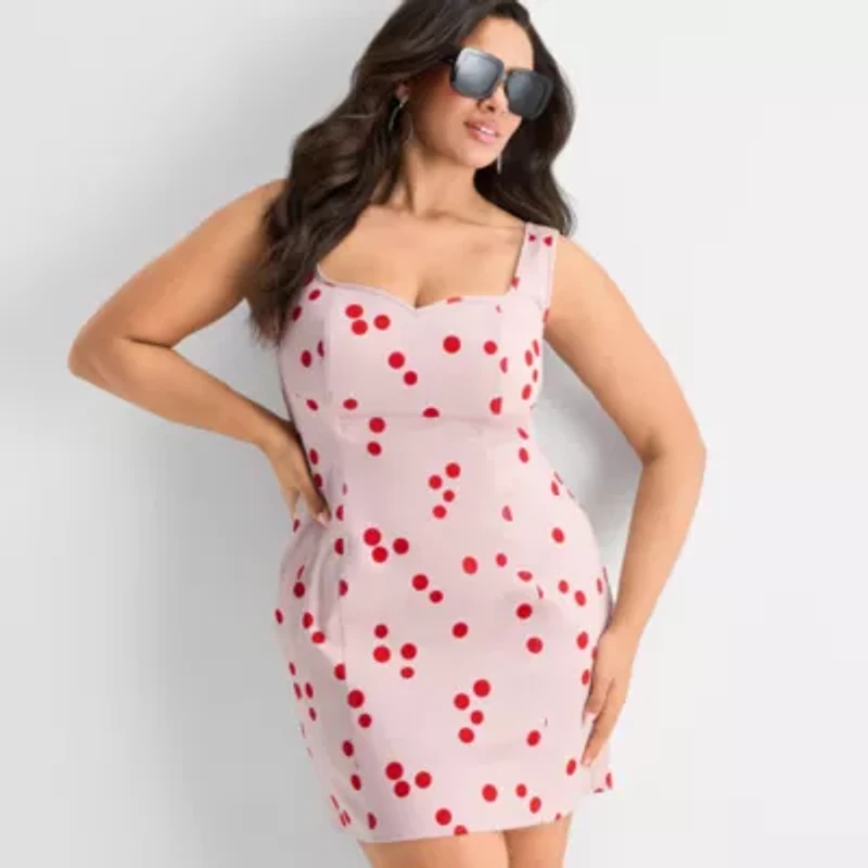 Ashley Graham Womens Plus Bustier Mini Dress