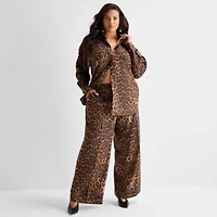 Ashley Graham Womens Long Sleeve Button-Down Shirt