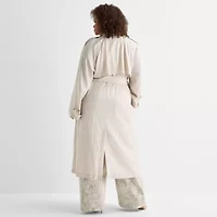 Ashley Graham Womens Lightweight Trench Coat