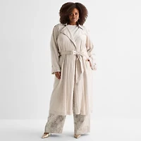 Ashley Graham Womens Lightweight Trench Coat