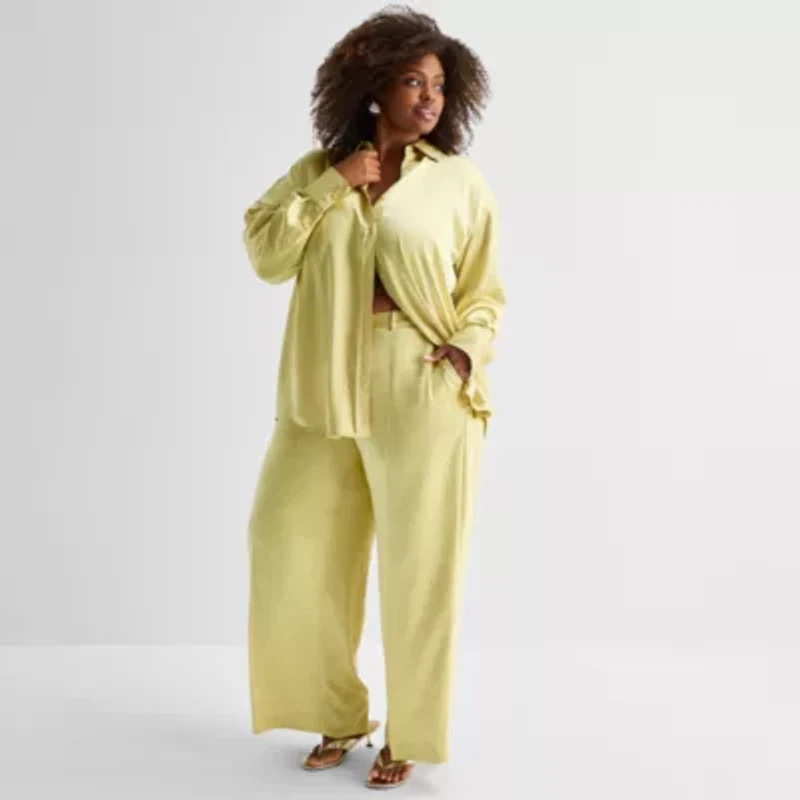 Ashley Graham Womens Plus Blouse