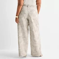 Ashley Graham Womens Plus Wide Leg Jean