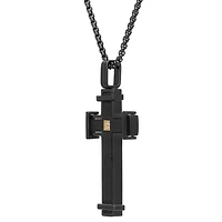 Mens Cubic Zirconia Stainless Steel Cross 24 Inch Pendant Necklace