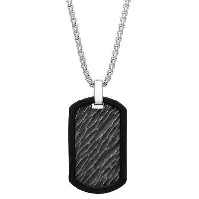 Mens Stainless Steel Dog Tag 24 Inch Pendant Necklace