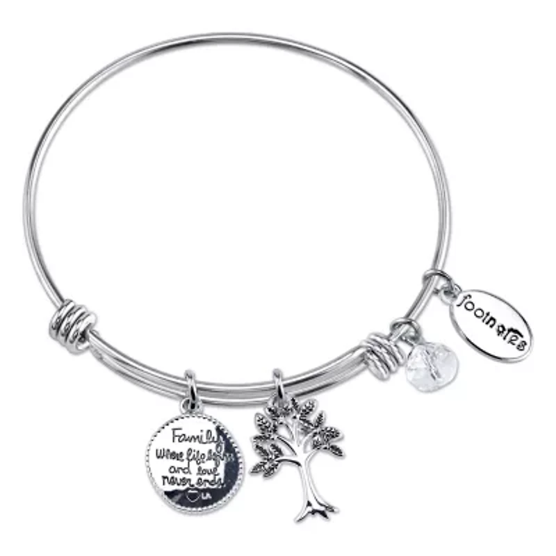 Footnotes Family Womens Marcasite Stainless Steel Bangle Bracelet