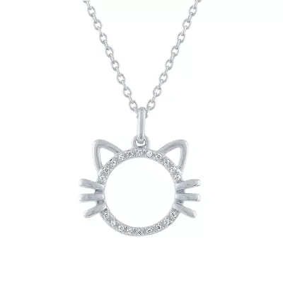 Diamond Accent "Loyal" Womens Diamond Accent Natural White Diamond Sterling Silver 18 Inch Pendant Necklace