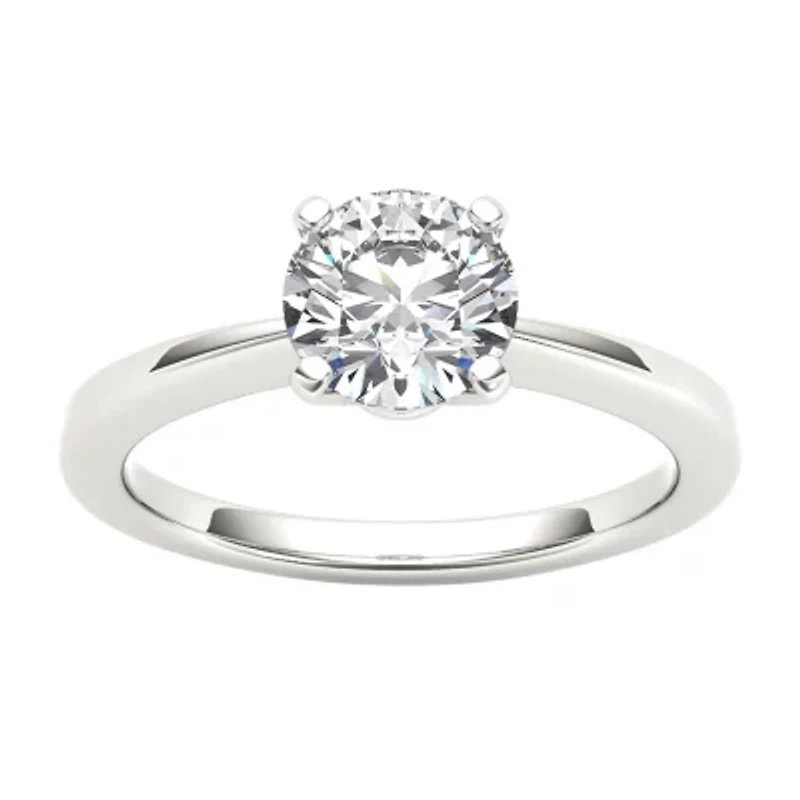 Womens 1 CT. Natural White Diamond 14K Gold Round Solitaire Engagement Ring