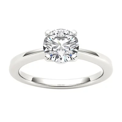 Womens 1 CT. Natural White Diamond 14K Gold Round Solitaire Engagement Ring