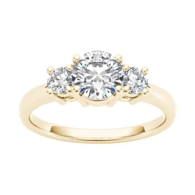 1 1/ CT.T.W. Natural Round Diamond 14K Gold 3-Stone Ring