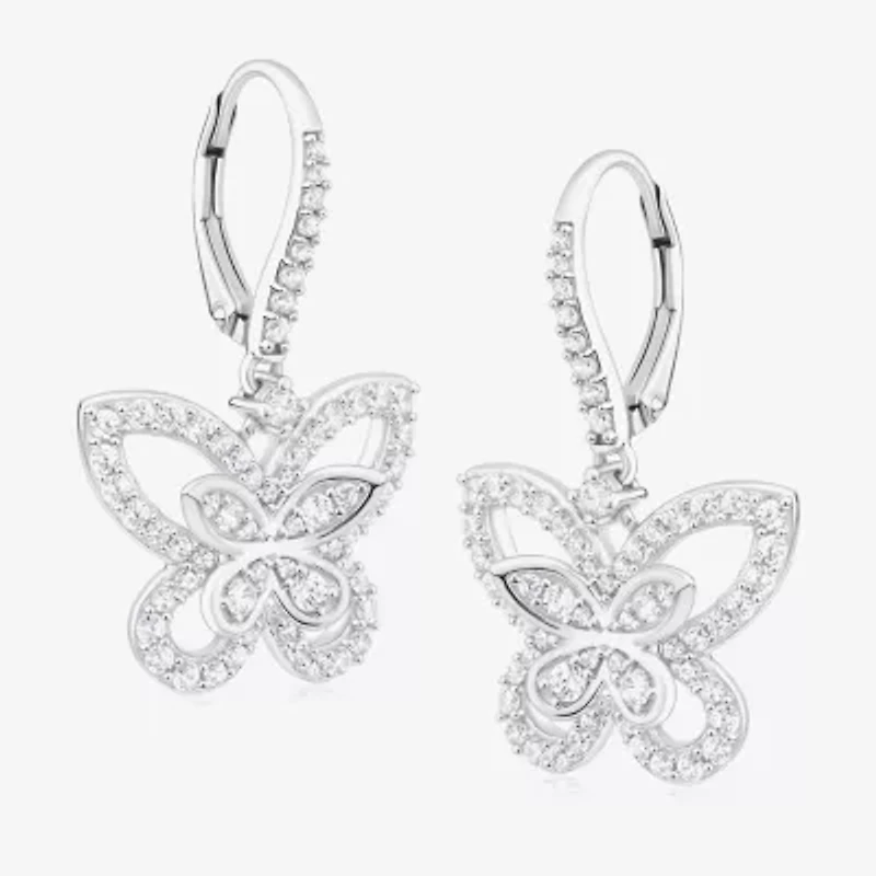 Diamonart Womens Cubic Zirconia Sterling Silver Butterfly Drop Earrings