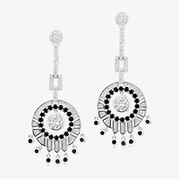 Diamonart Womens Cubic Zirconia Sterling Silver Round Drop Earrings