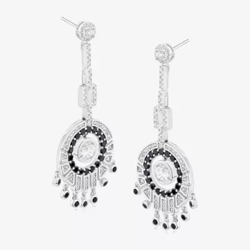 Diamonart Womens Cubic Zirconia Sterling Silver Round Drop Earrings