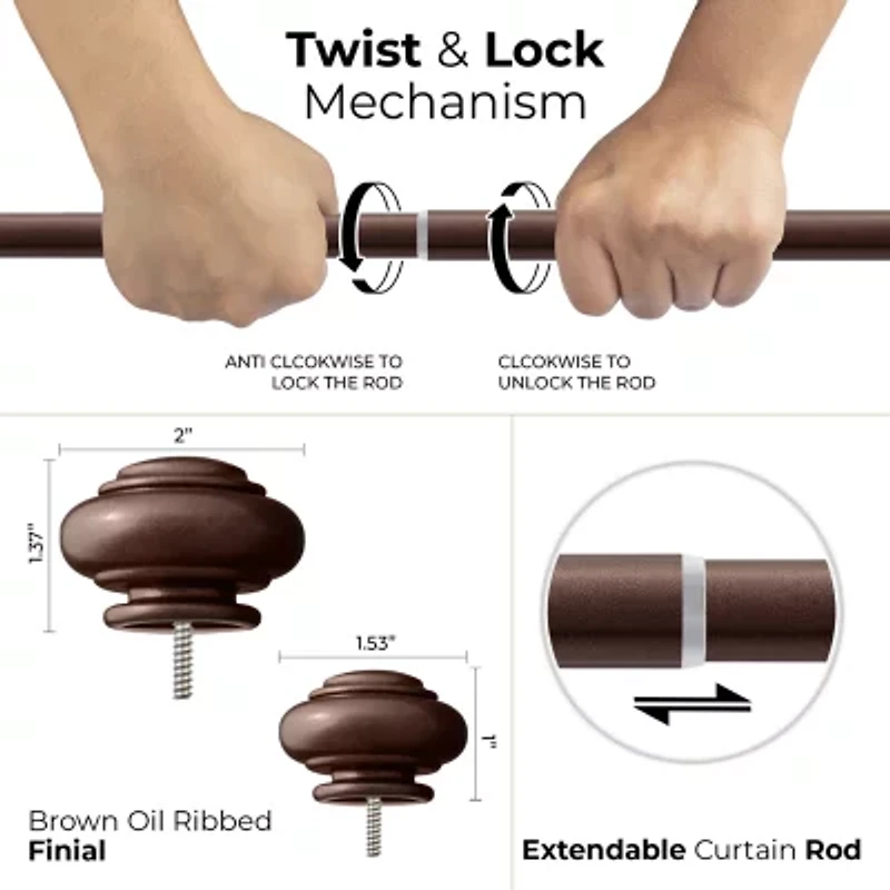 Deco Window End Cap Double Curtain Rod