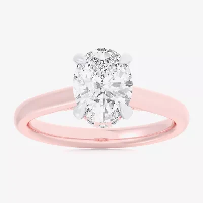 (G-H / Si1-Si2) Womens 3 1/4 CT. T.W. Lab Grown White Diamond 14K Rose Gold Oval Solitaire Engagement Ring