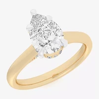 G-H / Si1-Si2) Womens 1/ CT. T.W. Lab Grown White Diamond 14K Gold Pear Solitaire Engagement Ring