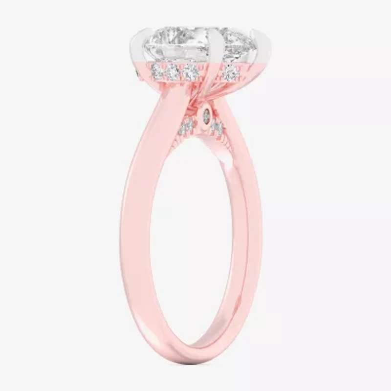 G-H / Si1-Si2) Womens 1 1/ CT. T.W. Lab Grown White Diamond 14K Rose Gold Pear Solitaire Engagement Ring
