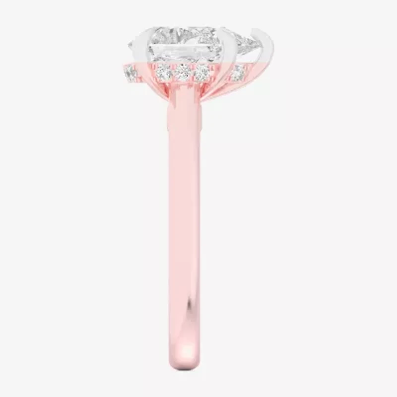 G-H / Si1-Si2) Womens 1 1/ CT. T.W. Lab Grown White Diamond 14K Rose Gold Pear Solitaire Engagement Ring