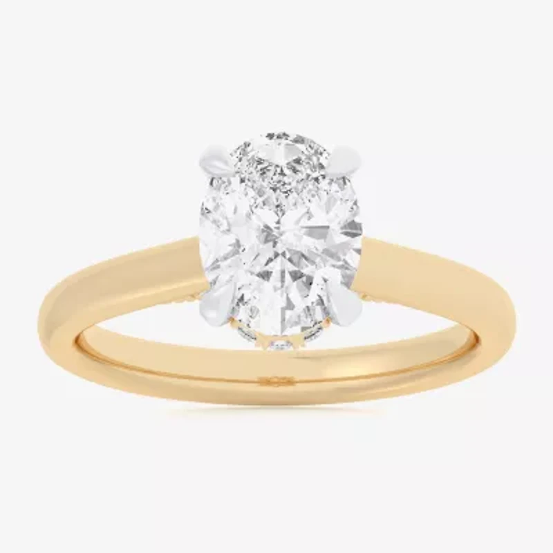 G-H / Si1-Si2) Womens 1/ CT. T.W. Lab Grown White Diamond 14K Gold Oval Solitaire Engagement Ring