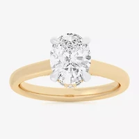 G-H / Si1-Si2) Womens 1/ CT. T.W. Lab Grown White Diamond 14K Gold Oval Solitaire Engagement Ring