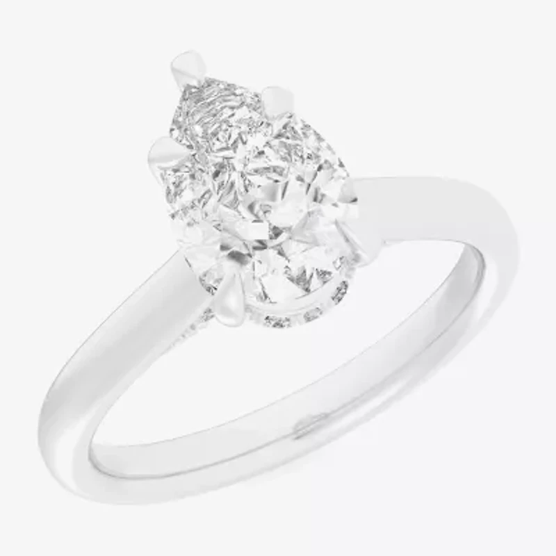 G-H / Si1-Si2) Womens 3 1/4 CT. T.W. Lab Grown White Diamond 14K Gold Pear Solitaire Engagement Ring