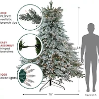 Northlight Full Jasper Balsam Artificial Clear Lights 7 1/2 Foot Flocked Fir Christmas Tree