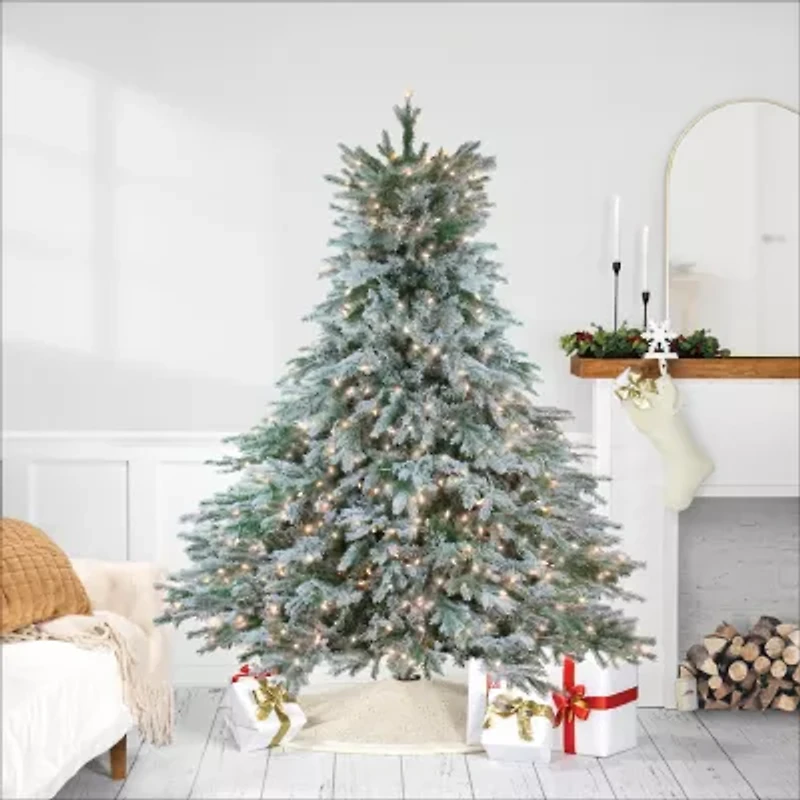 Northlight Full Jasper Balsam Artificial Clear Lights 7 1/2 Foot Flocked Fir Christmas Tree