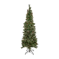 Northlight Yorkshire Pencil Artificial  Clear Lights 7 Foot Pre-Lit Pine Christmas Tree