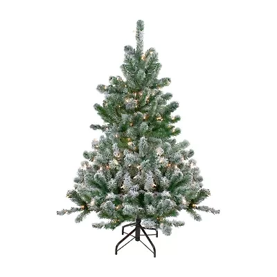 Northlight Full Natural Emerald Artificial Warm Clear Lights 4 1/2 Foot Flocked Christmas Tree