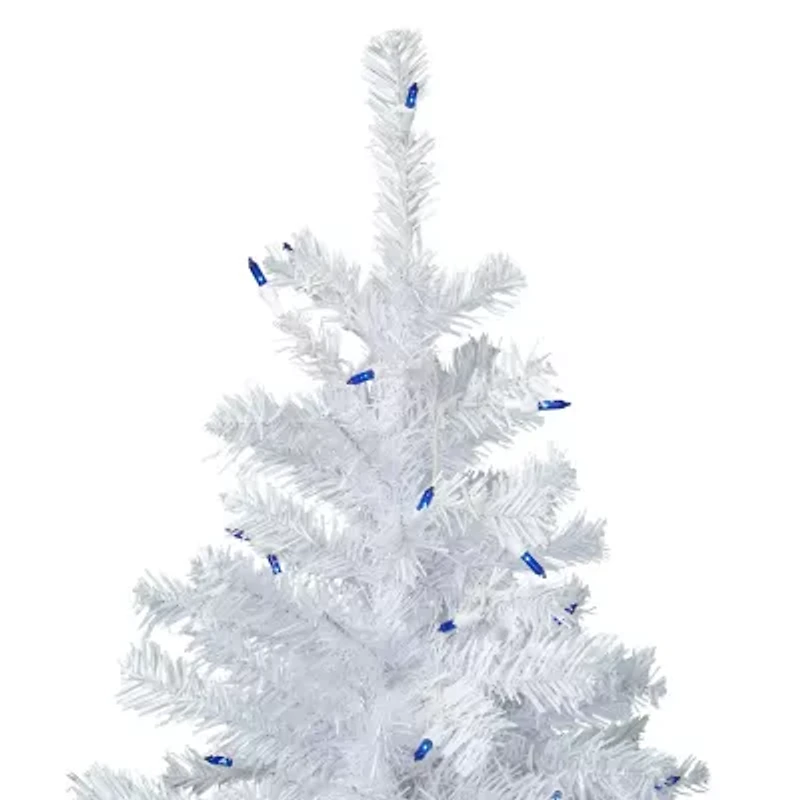 Northlight Woodbury White Pencil Artificial  Blue Lights 6 1/2 Foot Pre-Lit Pine Christmas Tree