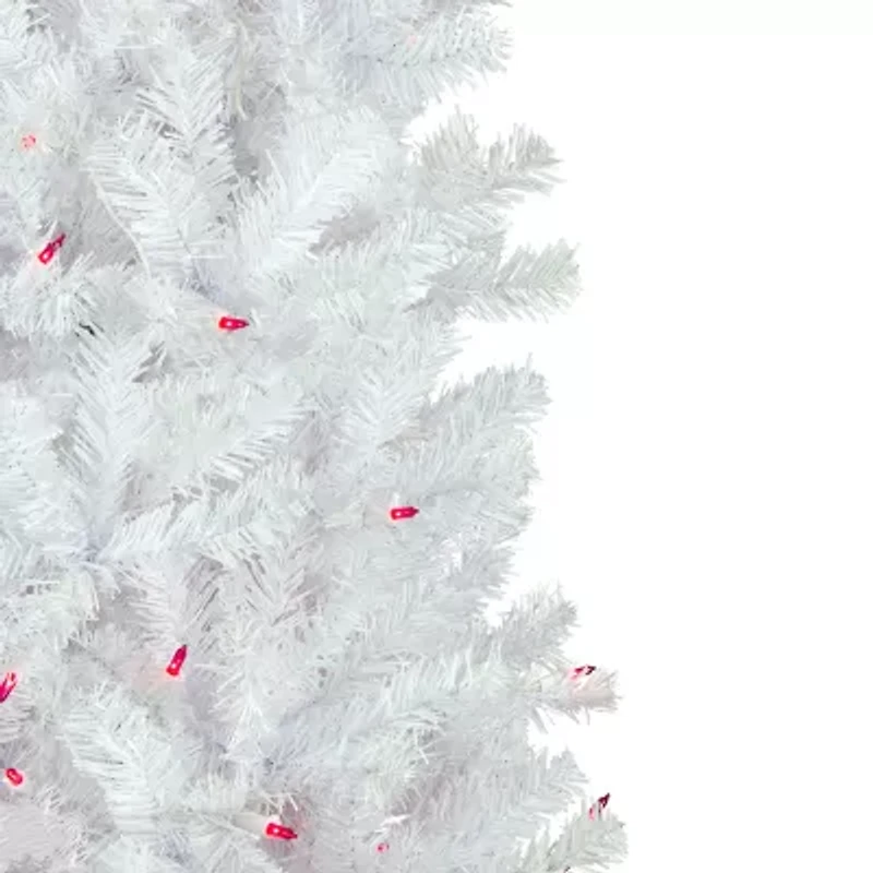 Northlight Woodbury White Pencil Artificial  Pink Lights 6 1/2 Foot Pre-Lit Pine Christmas Tree