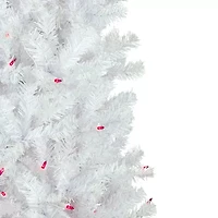 Northlight Woodbury White Pencil Artificial  Pink Lights 6 1/2 Foot Pre-Lit Pine Christmas Tree